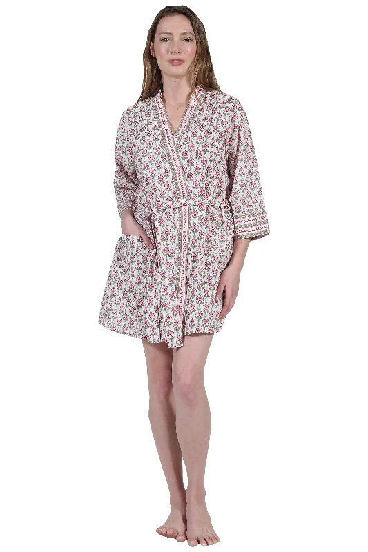 La Cera Short Cotton Wrap Robe