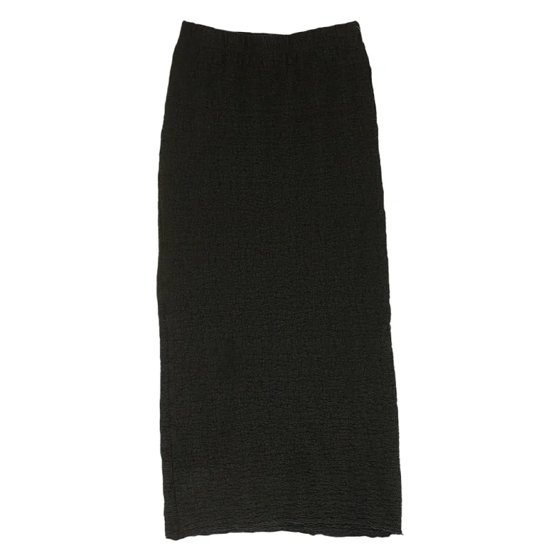 Black Solid Midi Skirt