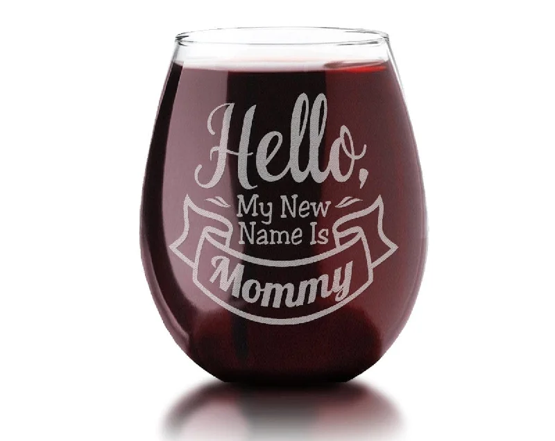 New Mommy Mama Grandma Mom Nana Auntie 21 0z Stemless Wine Glass Gift for Birthday Wife Mothers Baby Shower Present Adoption Announcement