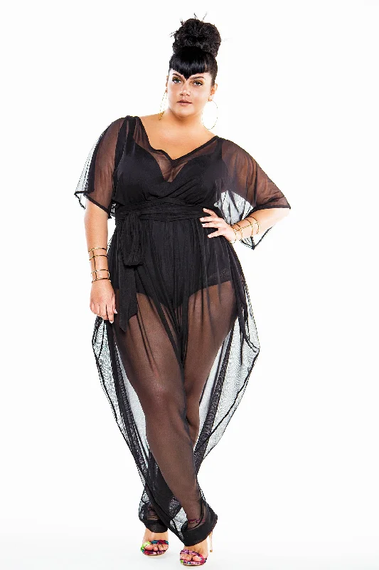 Bat Wing Sheer Poolside Jumpsuit