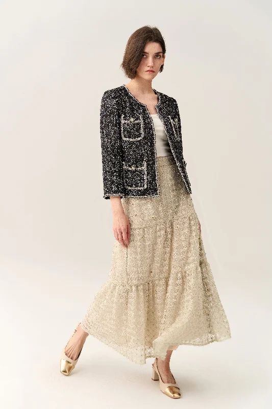 Panelled Lace Midi Skirt