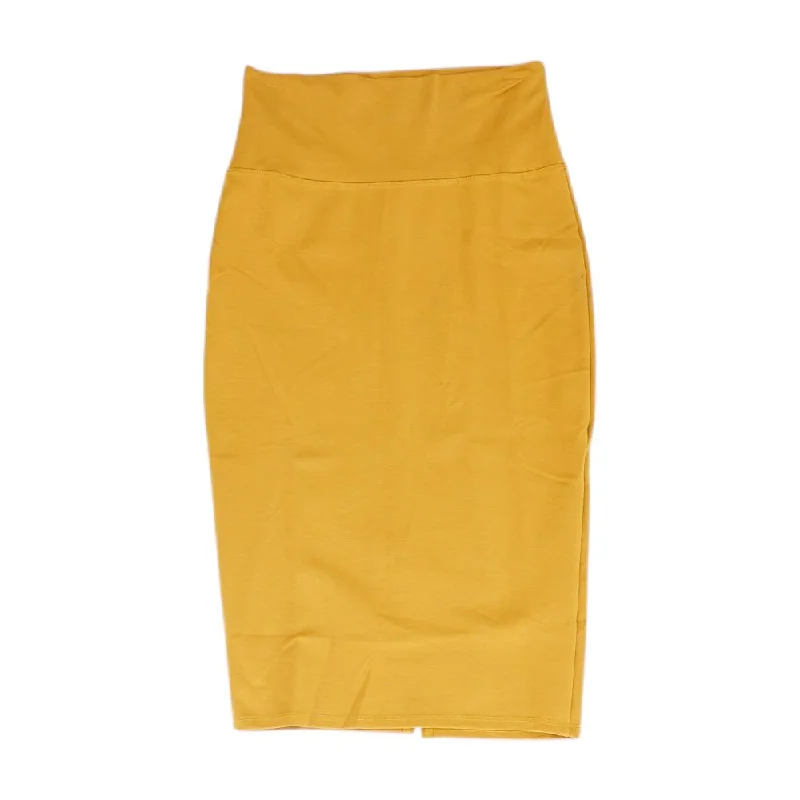 Mustard Solid Midi Skirt