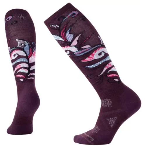 Women's PhD® Snow Medium Traced Dahlia Pattern Socks