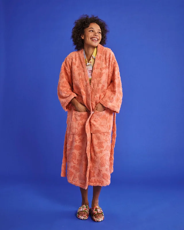 Peach Rock Pool Terry Bath Robe