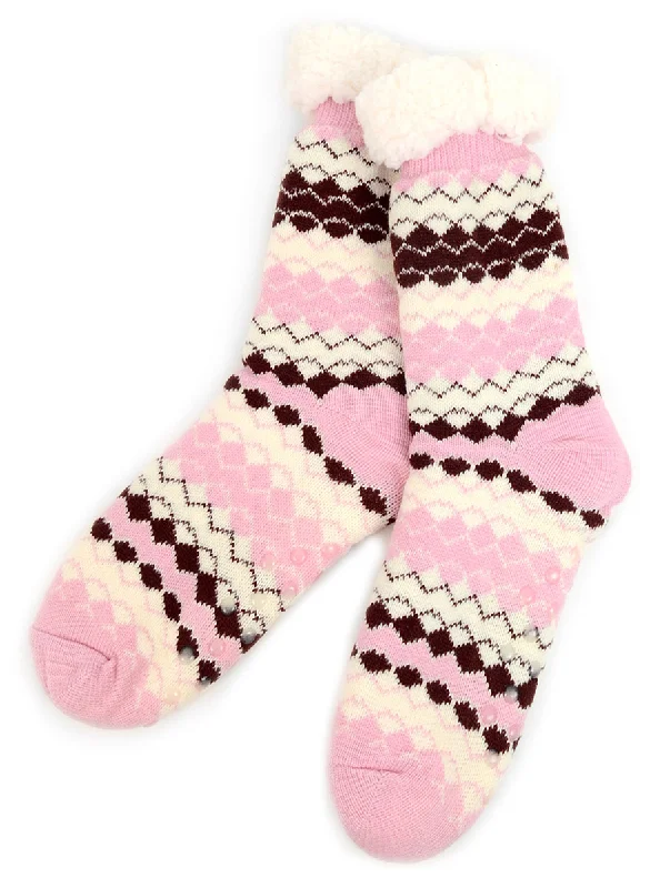 Pink Aztec Fuzzy Socks