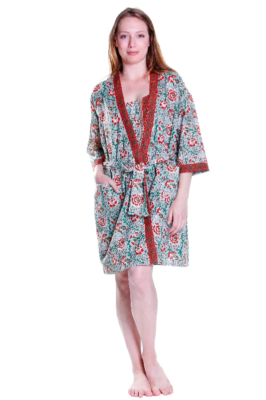 Cotton Celadon/Red Robe