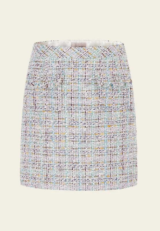 Lurex Classy Patch-pocket Tweed Skirt