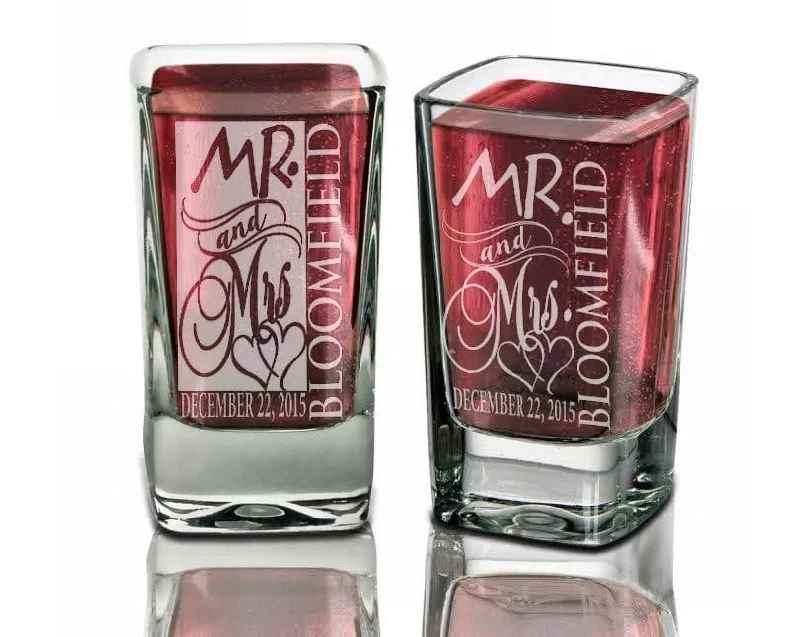 Wedding Shot Glasses Personalized  Mr Mrs Shot Glass Custom Engraved Wedding Party Name Date Weddding Favor Guests Idea Bulk Discount