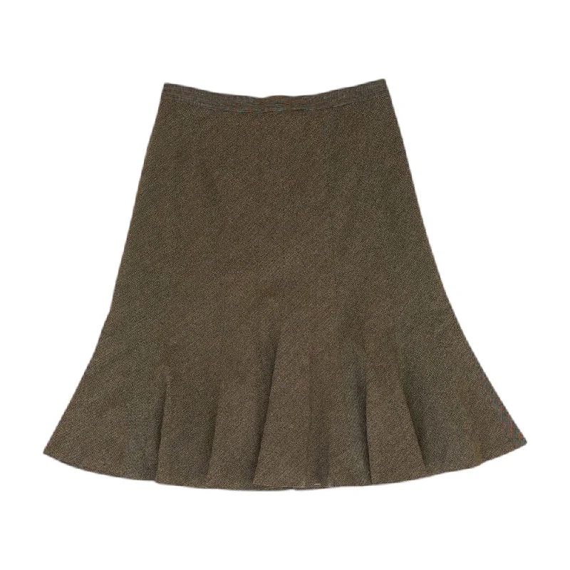 Brown Solid Midi Skirt