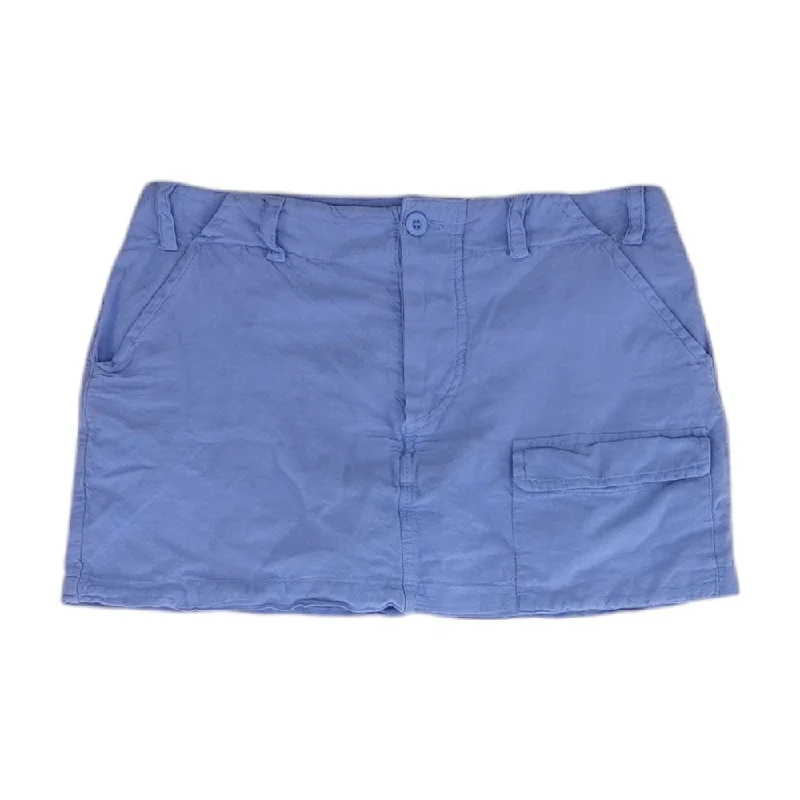 Blue Solid Mini Skirt