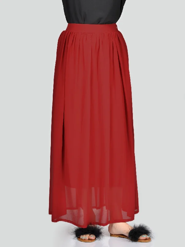 Chiffon Skirt-Maroon