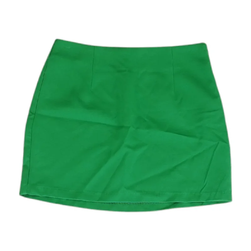 Green Solid Mini Skirt