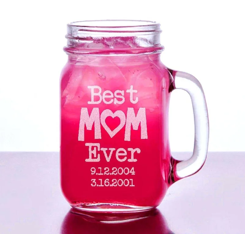 Super Mom Best Mom Ever Gift Engraved Mason Jar Glasses Personalized 2019 Christmas Mug Mommy Aunt Birthday Gift from son daughter niece