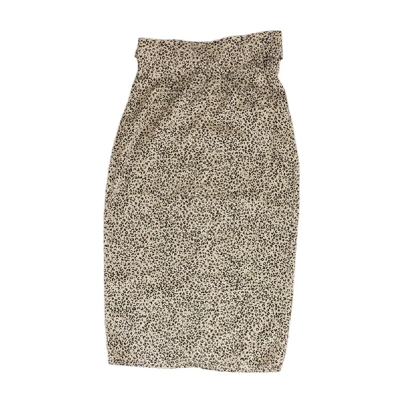 Beige Animal Print Midi Skirt