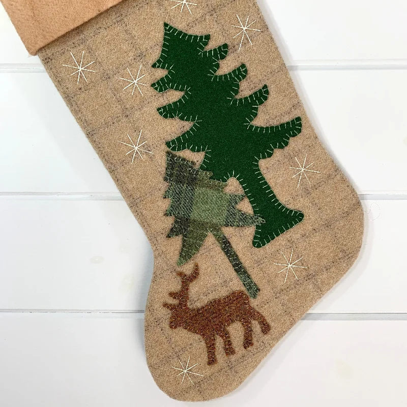 Woodland Elk Christmas Stocking