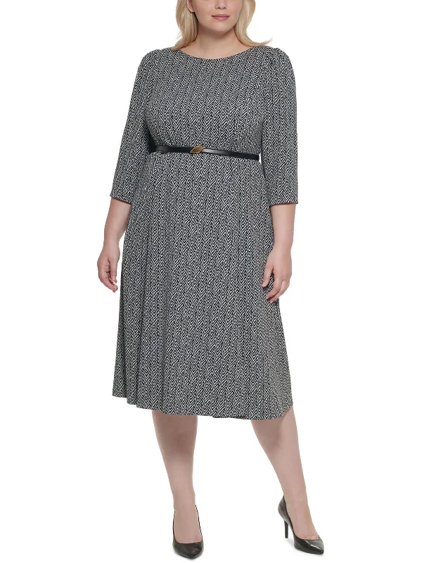 Plus Womens Knit e Midi Dress