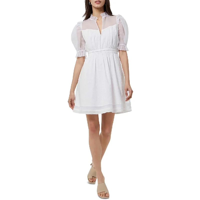 Womens Eyelet Illusion Mini Dress