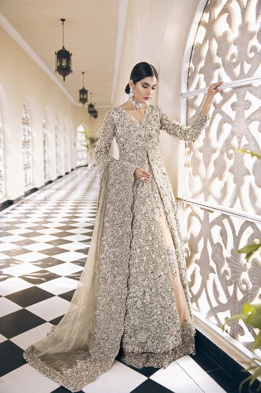 Latest bridal Pakistani designer waleema outfit in lavish peach color # B3443