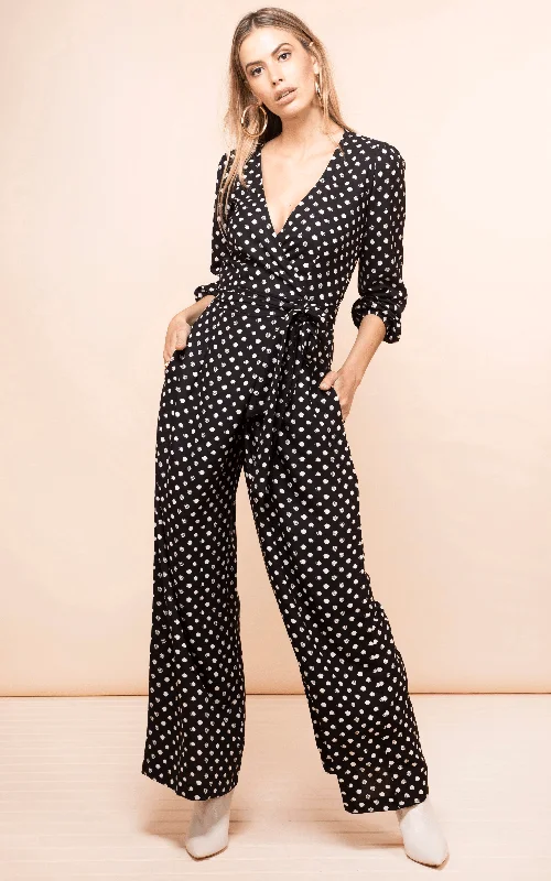 Mossie Jumpsuit In Black Polka Dot