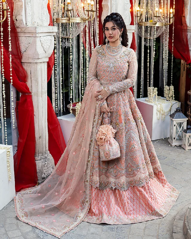 Pakistani Bridal Dress in Pishwas Frock Lehenga Style