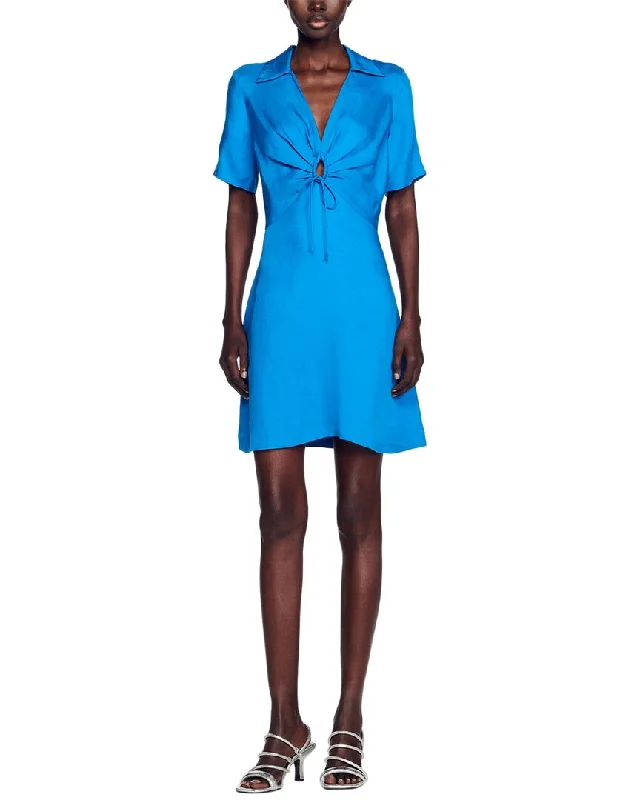 Sandro Pompei Linen-Blend Mini Dress