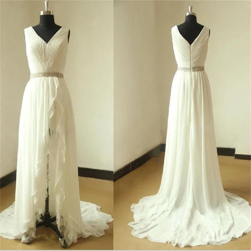 Beach Unique Simple Pretty  High Quality Custom Make Wedding Dresses, WD0115