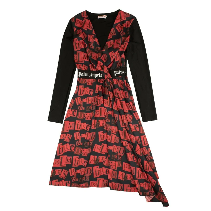 Red Ransom Print Red Midi Dress