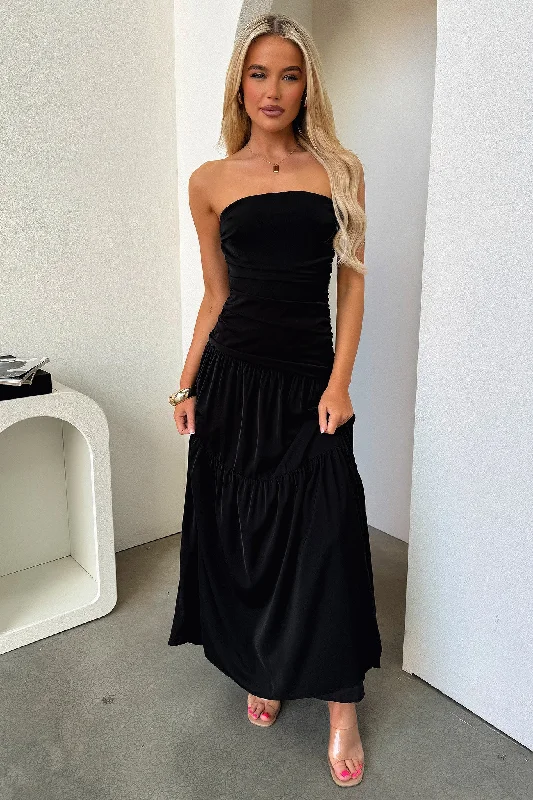 Charlotte Strapless Maxi Dress - Black