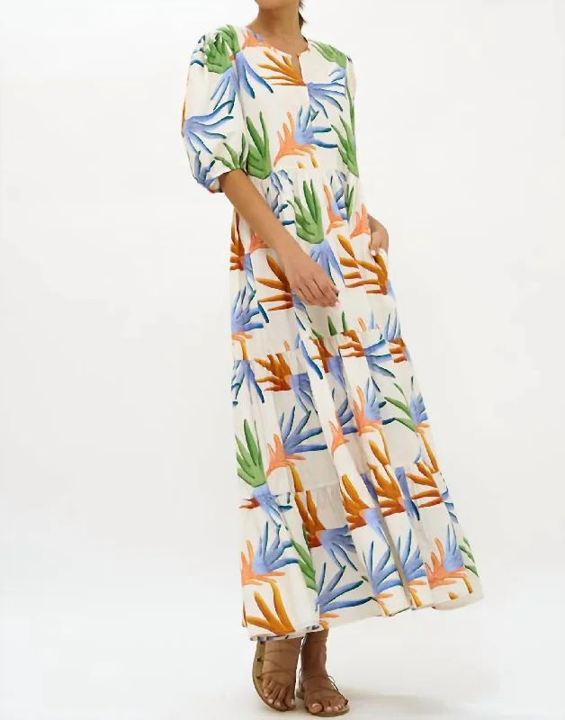 Puff Sleeve Maxi Dress In Floral