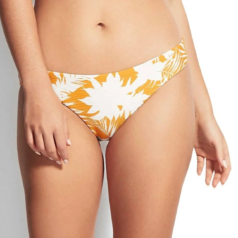 Wild Tropics Hipster Bikini Bottom In Saffron