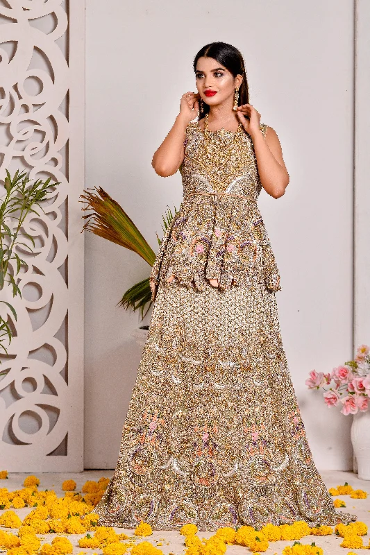 Latest Peplum Lehenga Bridal Pakistani Dress #BS754