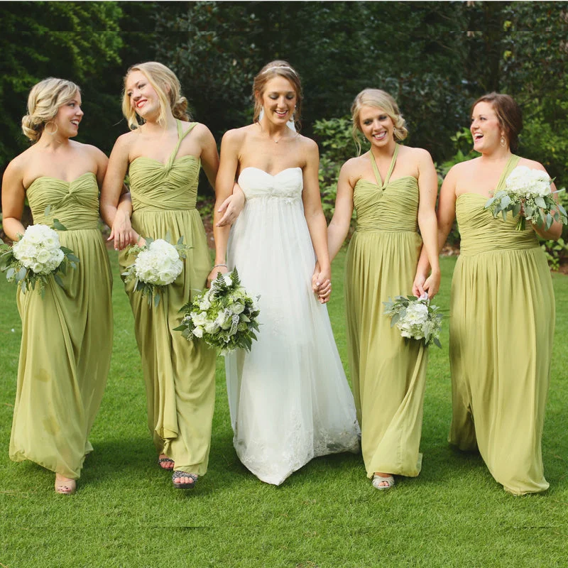 Sage Green Mismatched Boho A-line Flowy Long Bridesmaid Dresses, BD3116