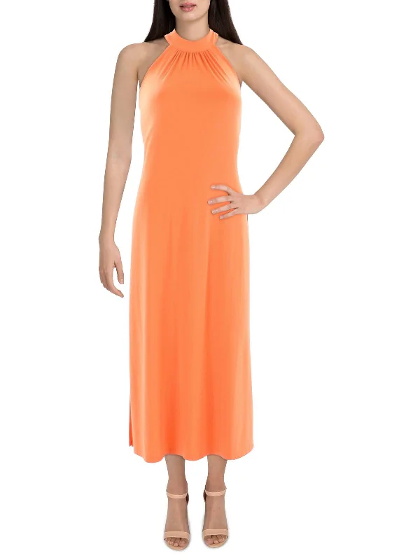 Womens Knit High Neck Maxi Dress