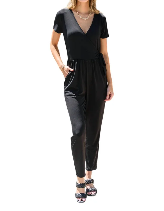 Gia Faux Wrap Jumpsuit In Black