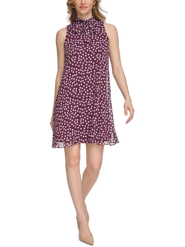 Womens Mini Polka Dot Shift Dress