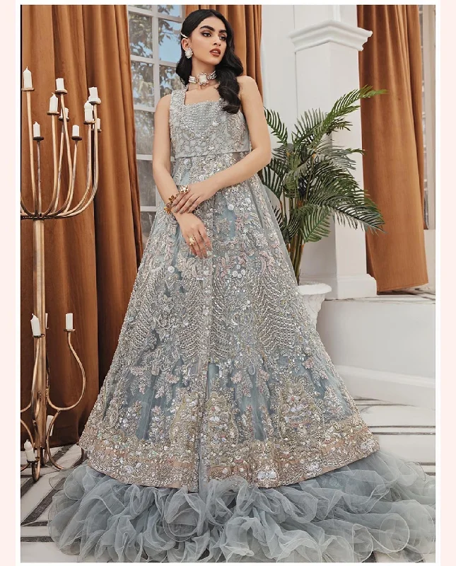 Elegant Pakistani Bridal Dress in Gown Lehenga Style