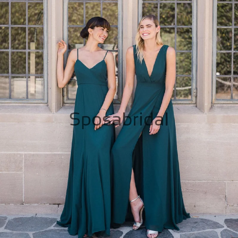 A-line Mismatched Teal Cheap Long Bridesmaid Dresses WG868