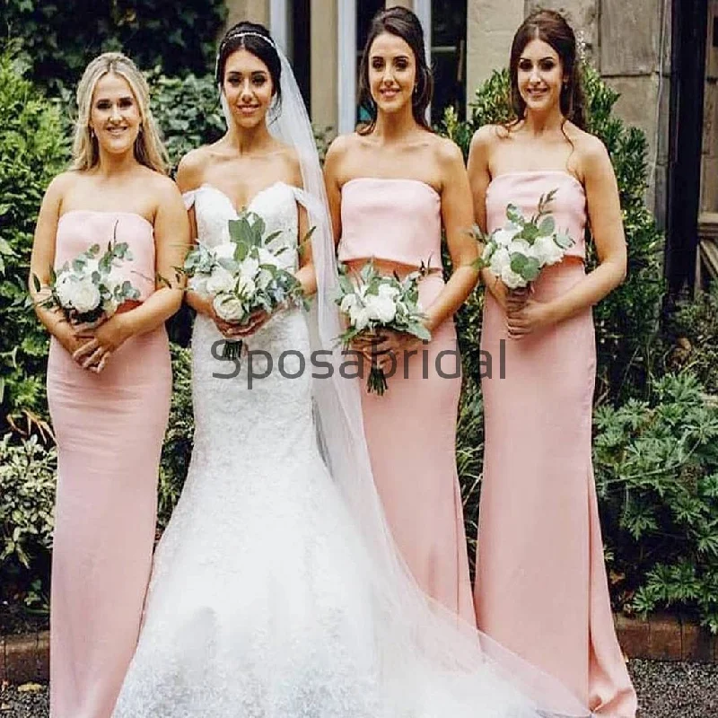 Pink Mermaid Unique Elegant Long Bridesmaid Dresses WG888