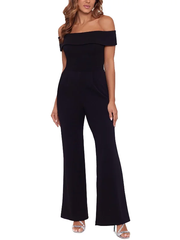 Womens Crepe Off The Shoulders Jumpsuit