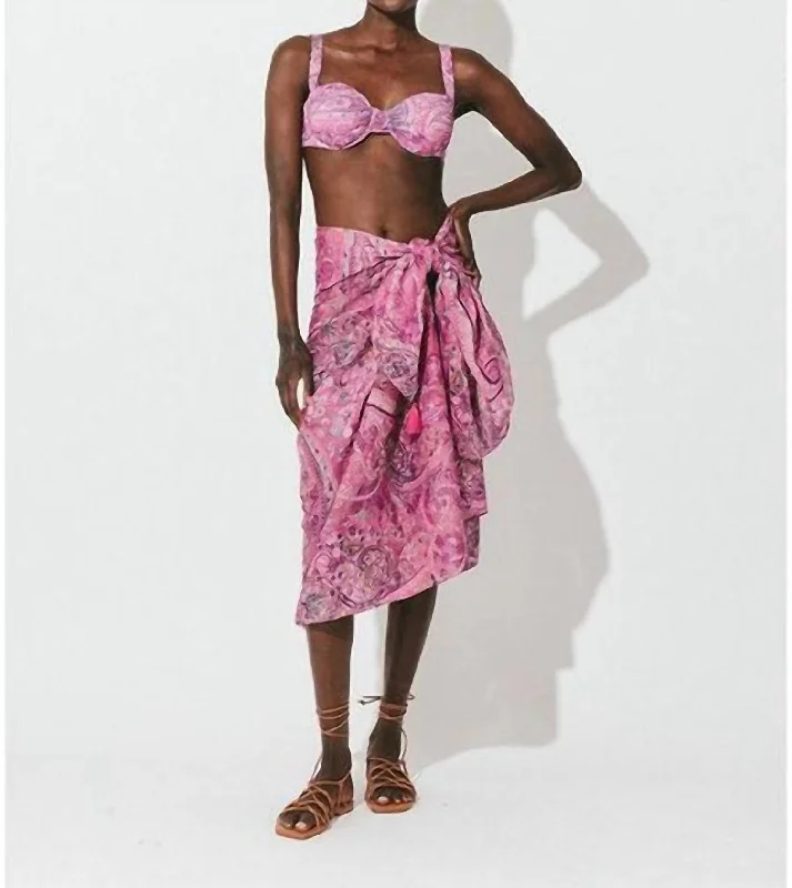 Paisley Sarong In Caymen Pink