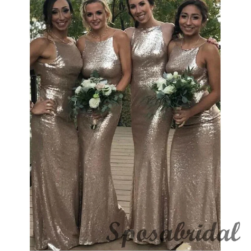 Sequin Spagheti Straps Mermaid Formal Bridesmaid Dresses WG921