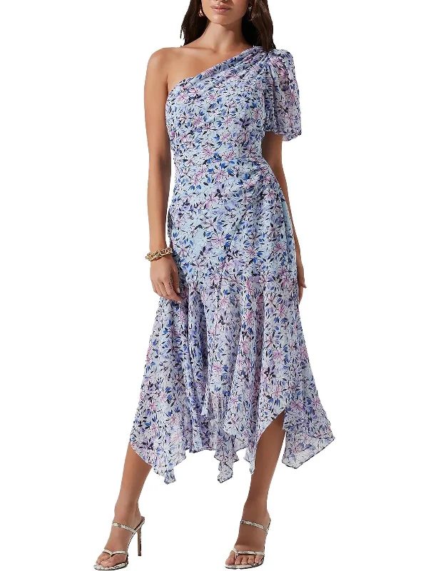 Santorini Womens Floral Calf Midi Dress