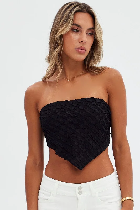 Black Scarf Top Backless