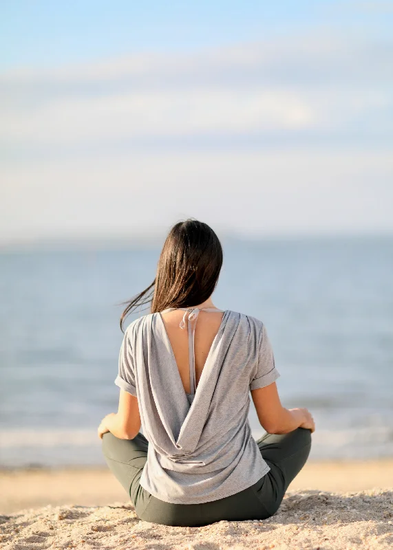 Heather Grey Drape Back Top