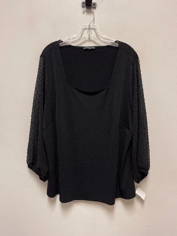 Top Long Sleeve By Adrianna Papell In Black, Size: 2x