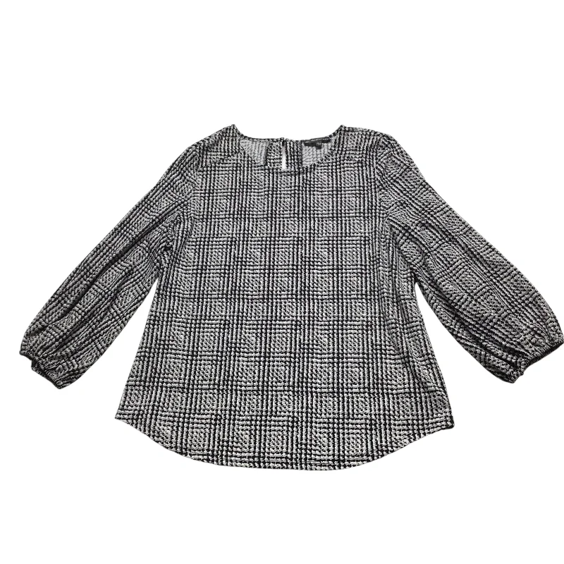 Top Long Sleeve By Adrianna Papell In Black & White, Size: L