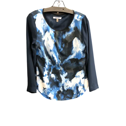 Top Long Sleeve By Dkny In Blue, Size: S