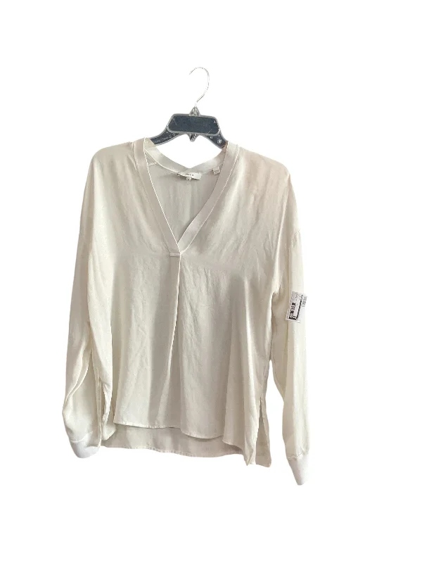 Top Long Sleeve By Vince In White, Size: M